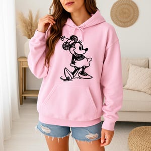 Minnie Sketch - Sudadera con capucha GD, Disneyworld, el lugar más feliz del mundo, camiseta de Disneyland, viaje de chicas a Disney imagen 2