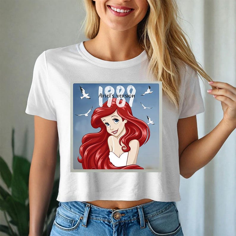 I989 Ariel's Version (B) - Crop Flowy Tee, Disney Princess Ariel Shirt, Disney Girl Trip Shirt, Ariel Mermaid Shirt, Disney Ariel Shirt image 1