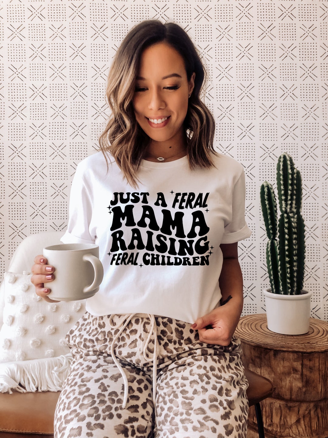 Just a Feral Mama Raising Feral Children Cool Mom Shirt Mom Life  