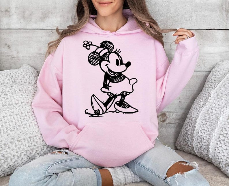Minnie Sketch - Sudadera con capucha GD, Disneyworld, el lugar más feliz del mundo, camiseta de Disneyland, viaje de chicas a Disney imagen 7