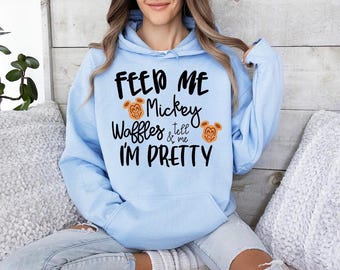 Ge mig Musse Pigg våfflor och säg att jag är fin - Hoodie GD, Disney Frukost, Disney Resa, Disney Matchande T-shirts, Musse Pigg Våffel