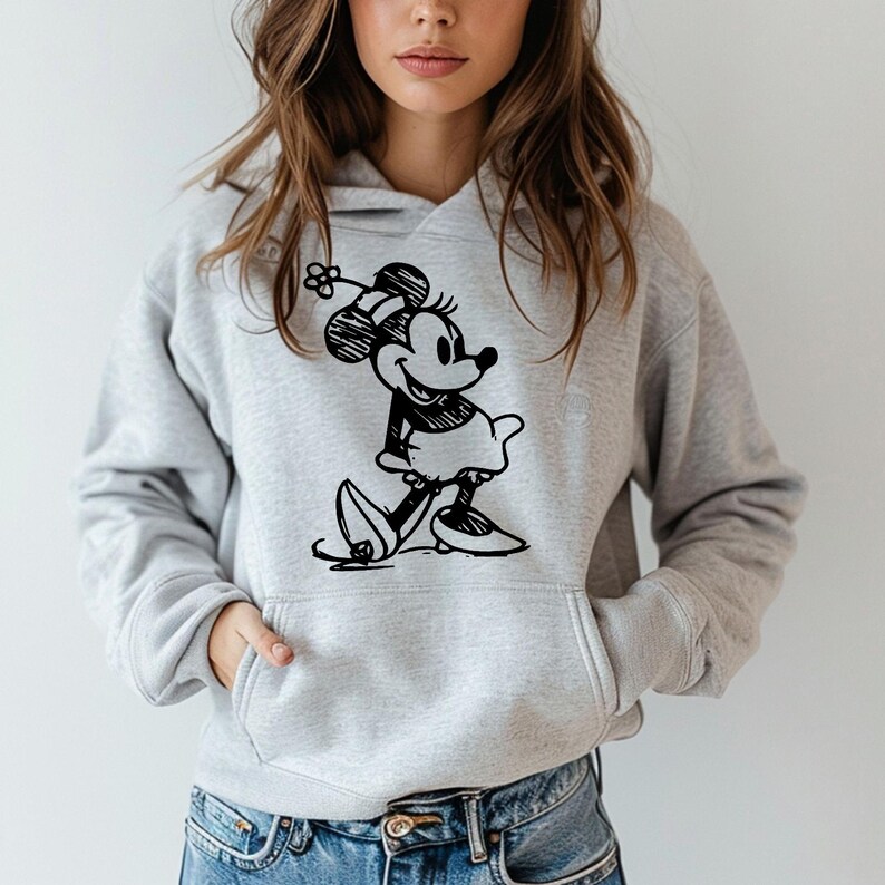 Minnie Sketch - Sudadera con capucha GD, Disneyworld, el lugar más feliz del mundo, camiseta de Disneyland, viaje de chicas a Disney imagen 4