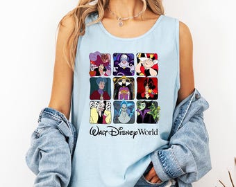 Villanos de Disney - Camiseta de tirantes Comfort Colors, Camiseta del Club de las Brujas Malvadas, Camiseta de los Villanos Malvados de Disney, Orgullosa socia del Club de las Brujas Malvadas, Viaje de chicas a Disney