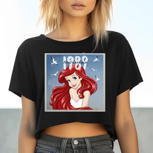 I989 Ariel's Version (B) - Crop Flowy Tee, Disney Princess Ariel Shirt, Disney Girl Trip Shirt, Ariel Mermaid Shirt, Disney Ariel Shirt image 7