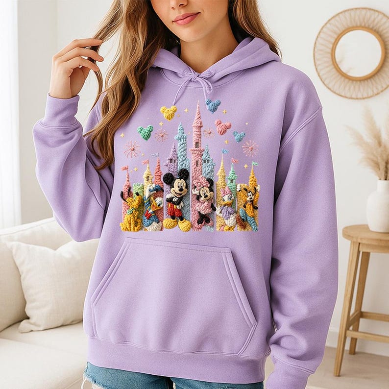 Faux Crochet Mickey Friends Castle - Hoodie GD, Disneyworld Happiest Place on Earth, Disneyland Shirt, Disney Girls Trip Shirt image 12