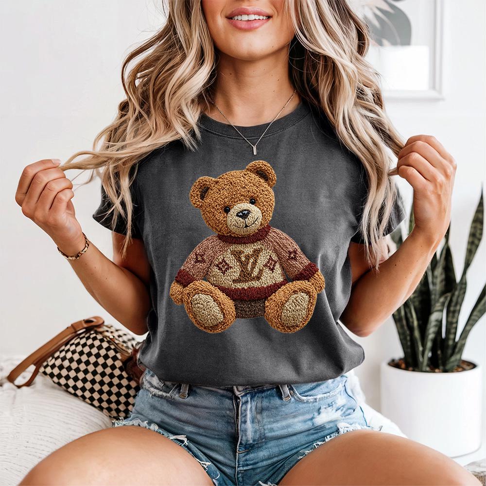 Faux Luxe Teddy Bear - Comfort Colors, Faux Yarn Teddy Bear Shirt ...