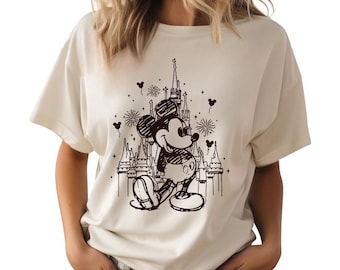 Mickey Castle-schets - Bella Canvas, Disneyworld Happiest Place on Earth, Disneyland-shirt, Disney Girls Trip, schattige Disney-shirts