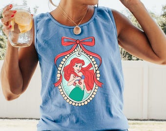 Princess Ariel Ribbon - Comfort Colors Tank, Mermaid Shirt, Disney Ariel Princess, Disney Girls Trip, Disney Birthday Girl, Disney Trip