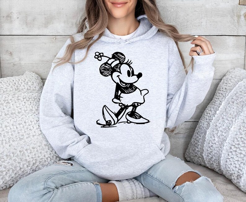 Minnie Sketch - Sudadera con capucha GD, Disneyworld, el lugar más feliz del mundo, camiseta de Disneyland, viaje de chicas a Disney imagen 5