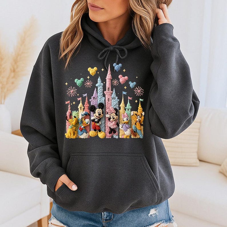 Faux Crochet Mickey Friends Castle - Hoodie GD, Disneyworld Happiest Place on Earth, Disneyland Shirt, Disney Girls Trip Shirt image 11
