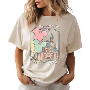 Balony Disney Castle Mouse – Bella Canvas, Koszulka Disney Castle, Wycieczka dla dziewczynek Disney, Magiczny, Najlepszy Dzień w Życiu, Ariel Kopciuszek Elsa zdjęcie 2