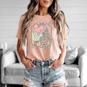 Balony Disney Castle Mouse – Bella Canvas, Koszulka Disney Castle, Wycieczka dla dziewczynek Disney, Magiczny, Najlepszy Dzień w Życiu, Ariel Kopciuszek Elsa zdjęcie 7