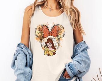 Princess Belle Watercolor - Comfort Colors Tank, Mermaid Shirt, Retro Disney Mermaid, Disney Princess Tank, Matching Disney Princess