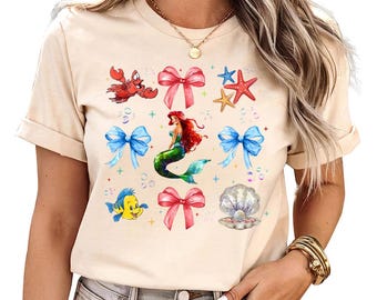 Princess Ariel Coquette- Disney Princess Ariel Shirt, Disney Girl Trip Shirt, Mermaid Birthday Girl, Magic Kingdom, Ariel Ribbon bow shirt
