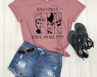 Bad Girls Have More Fun - Disney Villian Graphic Tee, Ursula Maleficent Evil Queen, Disney Shirts, Halloween Tees, Disney Tees.