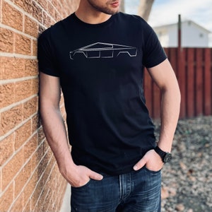 CyberTRUK  Outline  WHITE - EV fan shirt, Pop culture shirt, Novelty shirt