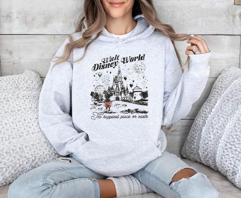 Vintage BTW glücklichster Ort der Welt - Hoodie GD, Disneyworld Shirt, Disneyland Shirt, Disney Girls Trip, süße Disney Shirts Bild 3