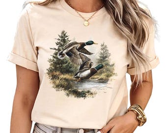 Patos Mallard - Camiseta de Pato Mallard, Regalo para Amantes de los Patos, Camiseta con Gráficos de Vida Silvestre Vintage, Camiseta Naturecore, Camiseta para Acampar al Aire Libre