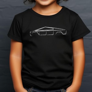 CyberTRUK Outline WHITE - Youth Shirt Comfort Colors, EV fan shirt, Pop culture shirt, Novelty shirt