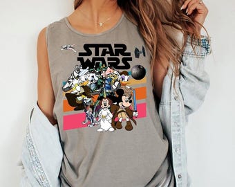 Mickey Friends Star Wars - Comfort Colors Tank, Mickey & Friends Star Wars Tee, Disney World Shirt, Retro Star Wars Shirt, Vintage Star Wars