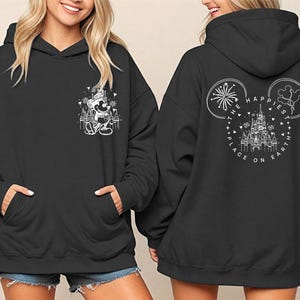 Mickey Disney Castle Front / Back (White) - Felpa con cappuccio GD, maglietta Disneyworld, il posto più felice della Terra, maglietta Disneyworld, maglietta Disney Trip immagine 1
