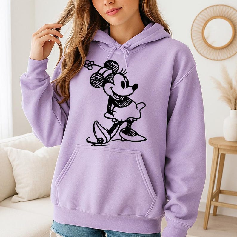 Minnie Sketch - Sudadera con capucha GD, Disneyworld, el lugar más feliz del mundo, camiseta de Disneyland, viaje de chicas a Disney imagen 8