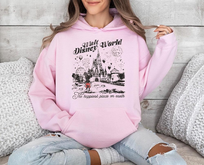 Vintage BTW glücklichster Ort der Welt - Hoodie GD, Disneyworld Shirt, Disneyland Shirt, Disney Girls Trip, süße Disney Shirts Bild 5