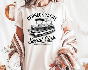 Redneck Yacht Club - Colori comodi, abbigliamento estivo divertente, maglietta unisex da nautica, regalo per gli amanti delle barche, stile estivo casual, maglietta con musica country