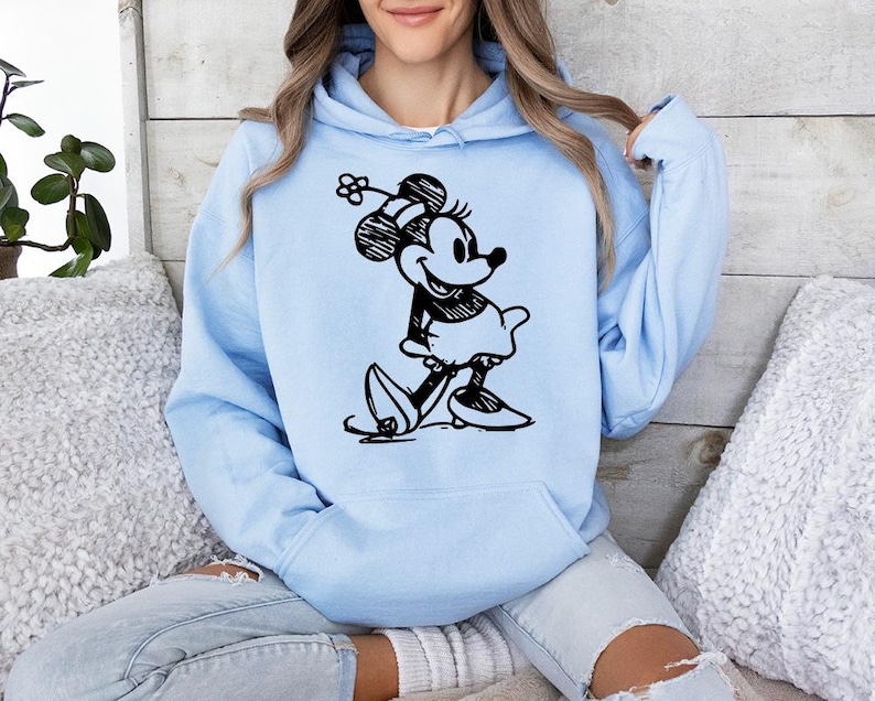 Minnie Sketch - Sudadera con capucha GD, Disneyworld, el lugar más feliz del mundo, camiseta de Disneyland, viaje de chicas a Disney imagen 6