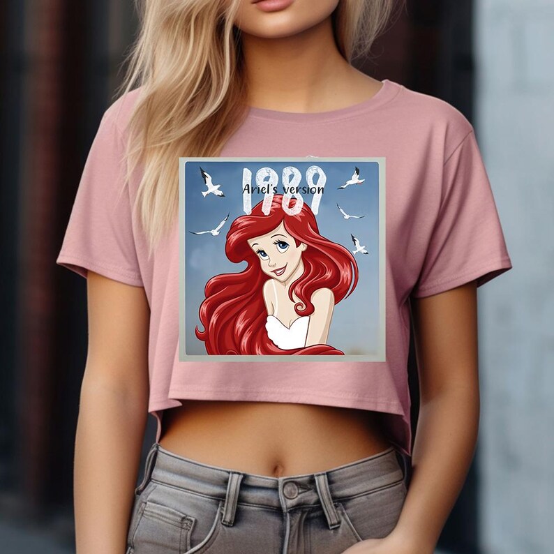 I989 Ariel's Version (B) - Crop Flowy Tee, Disney Princess Ariel Shirt, Disney Girl Trip Shirt, Ariel Mermaid Shirt, Disney Ariel Shirt image 4