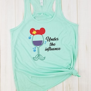 Under the influence - Little Mermaid, Ariel drinking wine glass, Epcot Disney Princess Wine Glass shirt, Princess Drinking shirt.