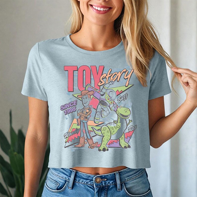 Retro Toy Story - Crop Flowy Tee, Toy Story Tee, Toy Story Land, Woody Buzz Jessie, Bullseye, Disney Matching Shirts Bild 4