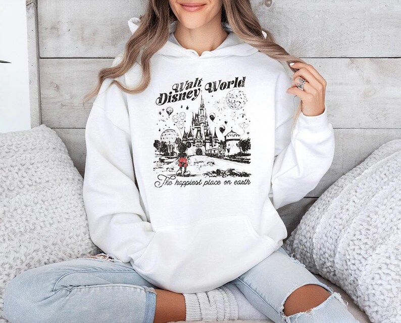 Vintage BTW glücklichster Ort der Welt - Hoodie GD, Disneyworld Shirt, Disneyland Shirt, Disney Girls Trip, süße Disney Shirts Bild 6