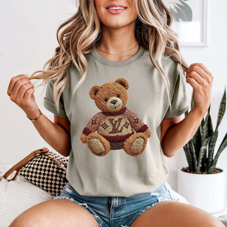Faux Luxe Teddy Bear - Comfort Colors, Faux Yarn Teddy Bear Shirt ...
