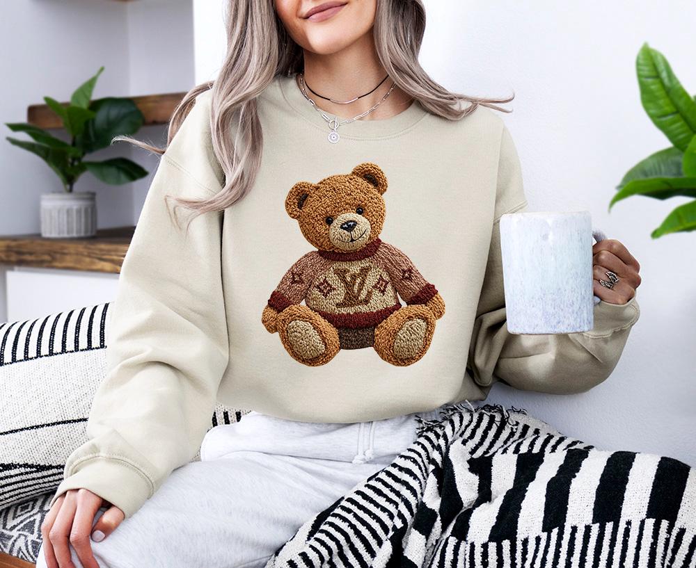 Faux Luxe Teddy Bear - Sweatshirt GD, Faux Yarn Teddy Bear Shirt