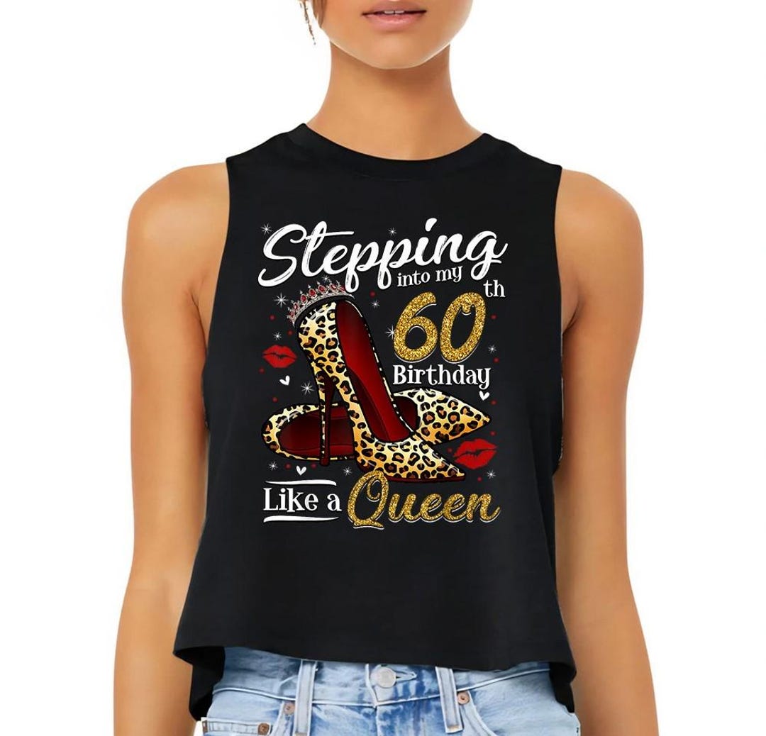Stepping Into My 60s - Crop Racerback Tank, Its My 60th Birthday