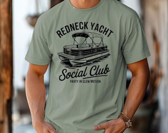 Redneck Yacht Club - Colori comodi, abbigliamento estivo divertente, maglietta unisex da nautica, regalo per gli amanti delle barche, stile estivo casual, maglietta con musica country