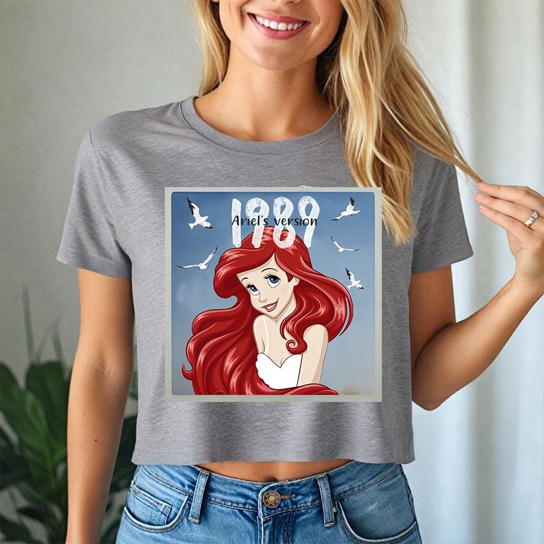 I989 Ariel's Version (B) - Crop Flowy Tee, Disney Princess Ariel Shirt, Disney Girl Trip Shirt, Ariel Mermaid Shirt, Disney Ariel Shirt image 5