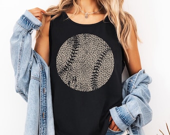 Leopard Baseball - Comfort Colors Tank, Baseball Shirt, Baseball Tee, Game Day Shirt, Sports Mom Shirt, Baseball Party Tee, Tailgating Shirt
