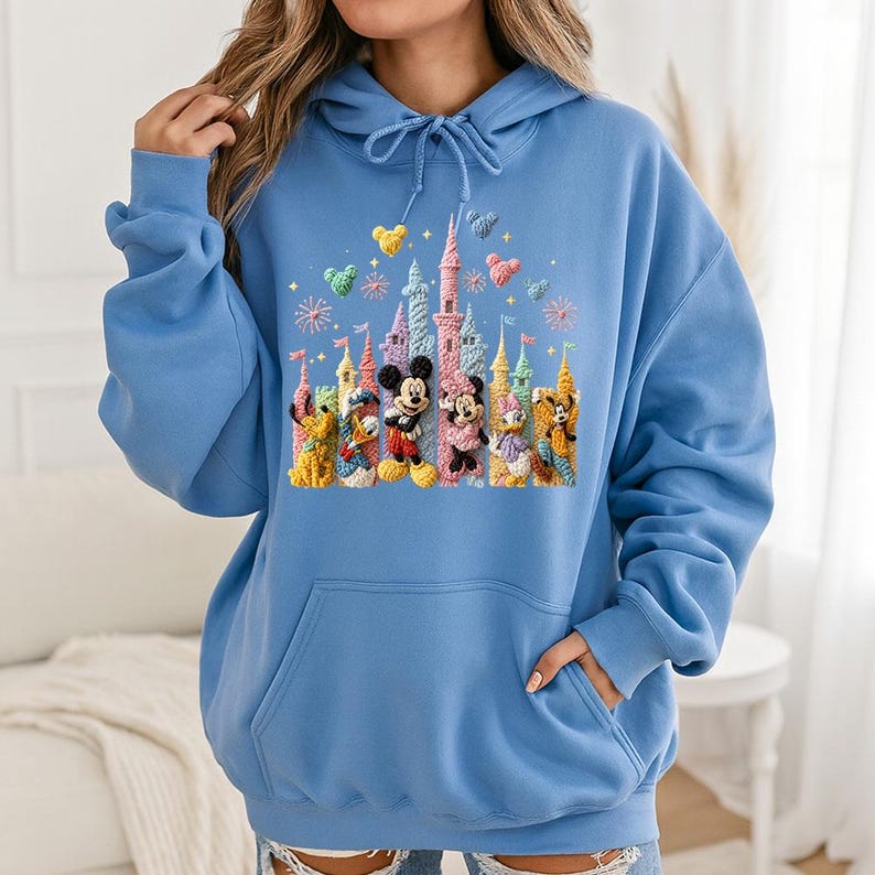 Faux Crochet Mickey Friends Castle - Hoodie GD, Disneyworld Happiest Place on Earth, Disneyland Shirt, Disney Girls Trip Shirt image 10