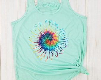 Tie Dye Sunflower - Sunflower Shirt, Be a sunflower, Flowers Shirt, Girl Power, Summer tee, Positive Shirts, Nature Shirt, Wildflower Shirt.