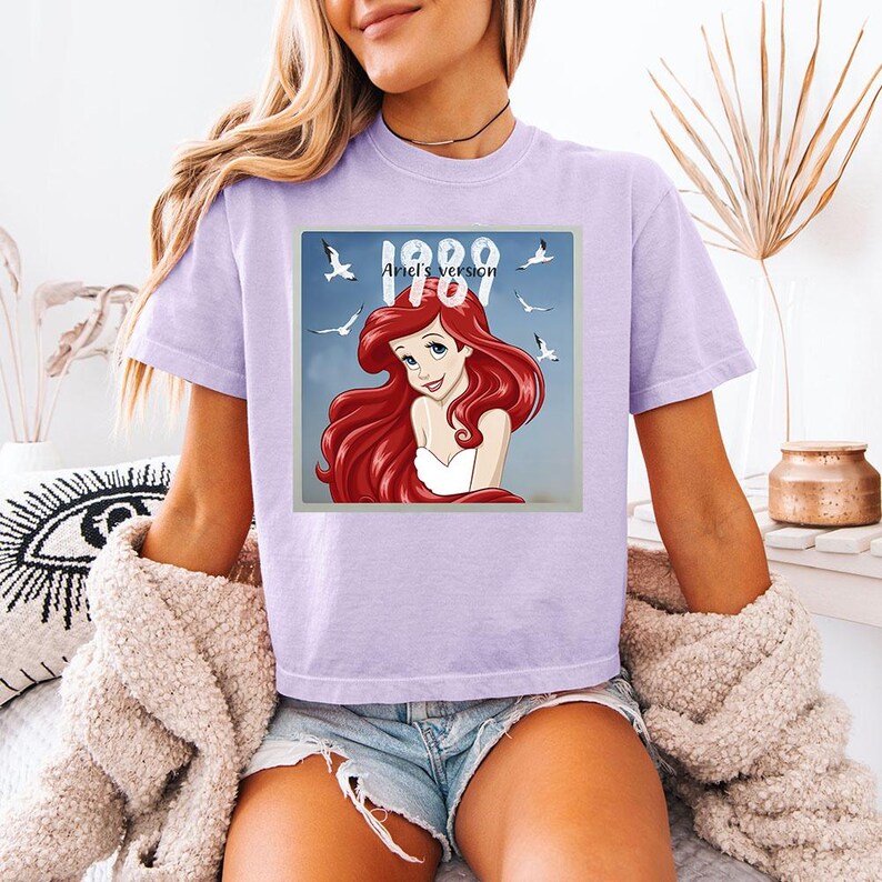1989 Ariel's Version (B) - Boxy Crop Tee, Disney Princess Ariel Shirt, Disney Girl Trip Shirt, Ariel Mermaid Shirt, Disney Ariel Shirt image 6