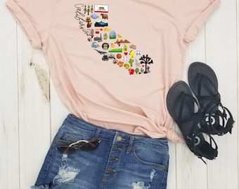 Favoritos de California: camisa de California, camiseta de California, camiseta de West Cost, camisa de chica de Cali, camisa de moda de California, camiseta de California