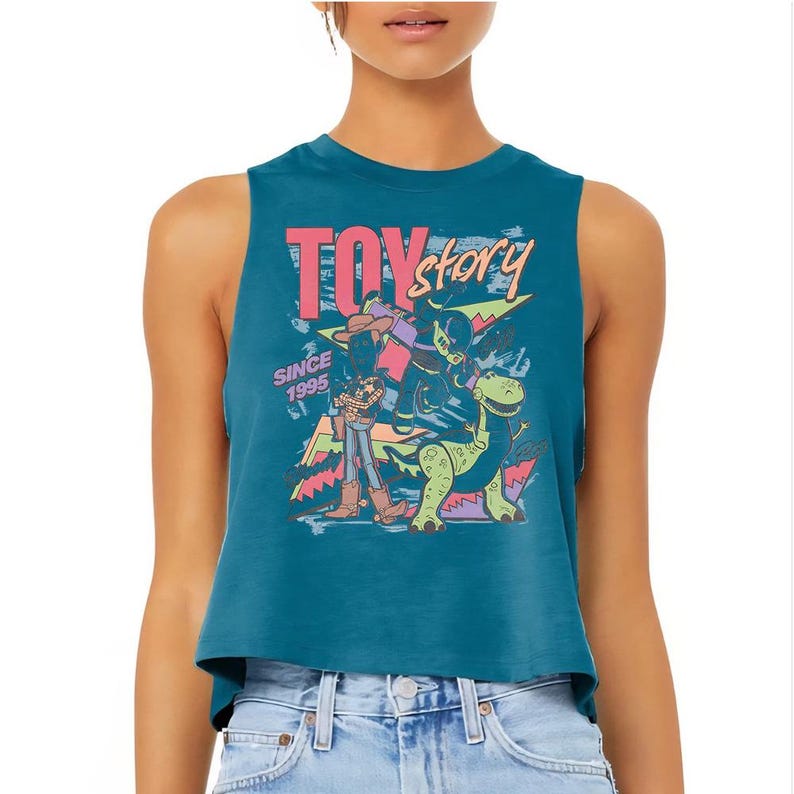 Toy Story Retro - Camiseta sin mangas estilo racerback, camiseta de Toy Story, Toy Story Land, Woody, Buzz, Jessie, Bullseye, camisetas a juego de Disney imagen 4