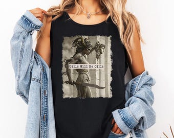 Canotta Medusa Feminist - Comfort Colors, maglietta Medusa con la testa di Perseo, maglietta femminista, maglietta per l'emancipazione femminile, maglietta femminista