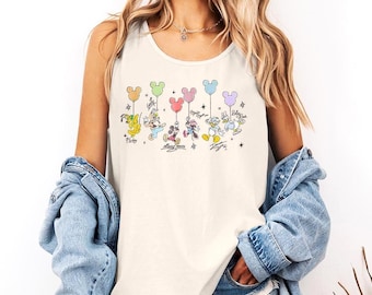 Micky Freunde Luftballons - Comfort Colors Tanktop, glücklichster Ort auf Erden, Disneyworld Shirt, Disney Trip Shirt, Disney Shirts