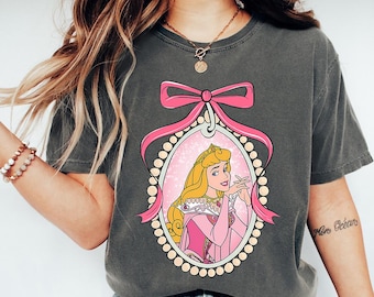 Lint prinses Aurora - comfortabele kleuren, shirt Disney prinses Aurora, shirt Disney Girl Trip, verjaardagsmeisje Disney, T-shirt Ariel Ribbon Bow
