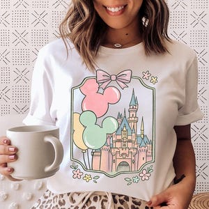 Balony Disney Castle Mouse – Bella Canvas, Koszulka Disney Castle, Wycieczka dla dziewczynek Disney, Magiczny, Najlepszy Dzień w Życiu, Ariel Kopciuszek Elsa zdjęcie 5