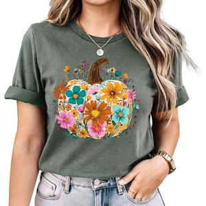 Pumpkin Boho Floral - Pumpkin Fall Shirt, Autumn Fall Shirt, Pumpkin Shirt, Thanksgiving Gift, Halloween Shirt, Cute Pumpkin Patch Shirt