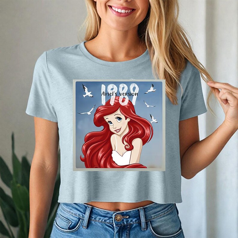 I989 Ariel's Version (B) - Crop Flowy Tee, Disney Princess Ariel Shirt, Disney Girl Trip Shirt, Ariel Mermaid Shirt, Disney Ariel Shirt image 2